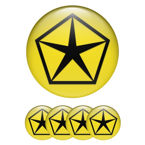 Chrysler Wheel Emblem for Center Caps Yellow Black Pentastar Logo