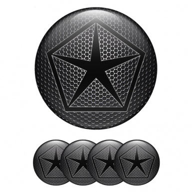 Chrysler Emblem for Center Wheel Caps Dark Mesh Black Pentastar Logo