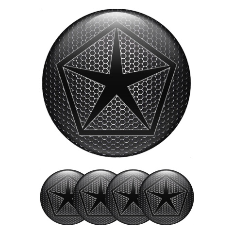 Chrysler Emblem for Center Wheel Caps Dark Mesh Black Pentastar Logo