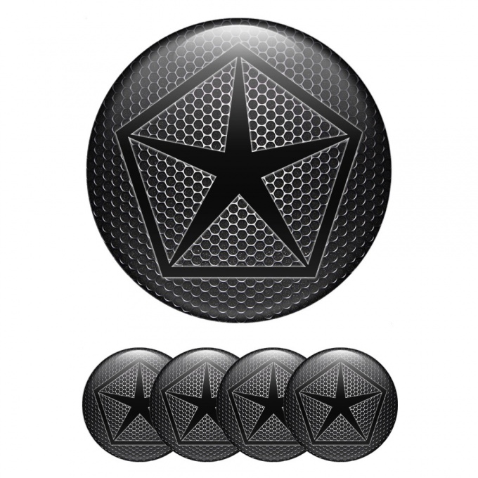 Chrysler Emblem for Center Wheel Caps Dark Mesh Black Pentastar Logo