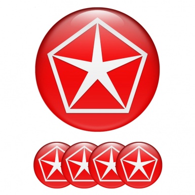 Chrysler Center Caps Wheel Emblem Red Pentastar White Logo