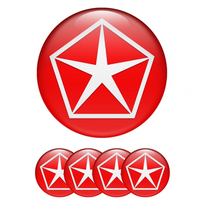 Chrysler Center Caps Wheel Emblem Red Pentastar White Logo