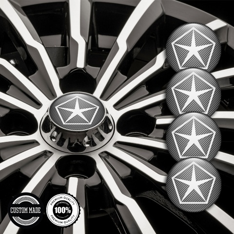 Chrysler Wheel Emblem for Center Caps Carbon Pentastar White Logo