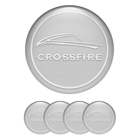 Chrysler Crossfire Wheel Stickers for Center Caps Grey White Ring