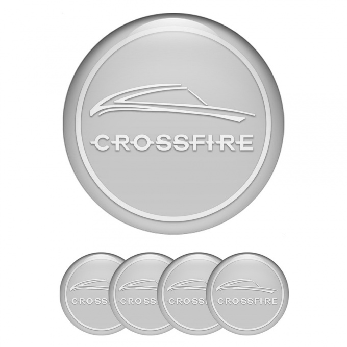 Chrysler Crossfire Wheel Stickers for Center Caps Grey White Ring