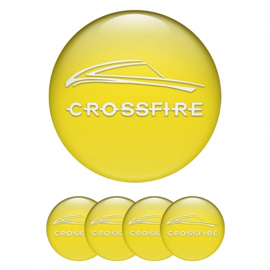 Chrysler Crossfire Stickers for Wheels Center Caps Yellow White Motif