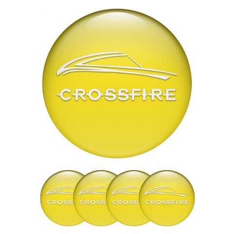 Chrysler Crossfire Stickers for Wheels Center Caps Yellow White Motif