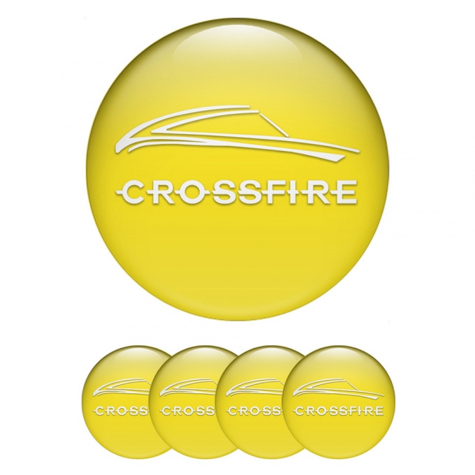Chrysler Crossfire Stickers for Wheels Center Caps Yellow White Motif