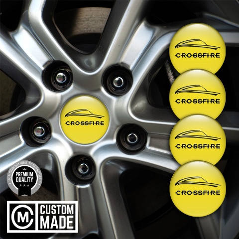 Chrysler Crossfire Domed Stickers for Wheel Center Caps Yellow Black Motif