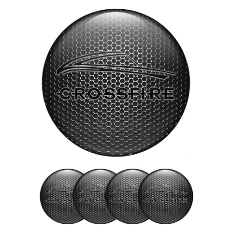 Chrysler Crossfire Center Caps Wheel Emblem Metallic Grate Black Motif