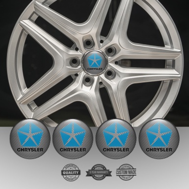 Chrysler Emblem for Wheel Center Caps Grey Blue Pentastar