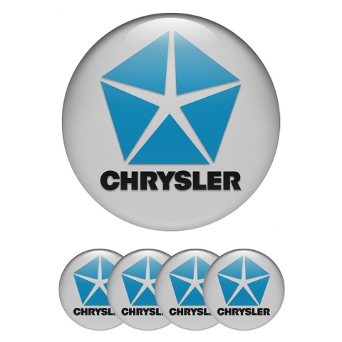 Chrysler Emblem for Wheel Center Caps Grey Blue Pentastar