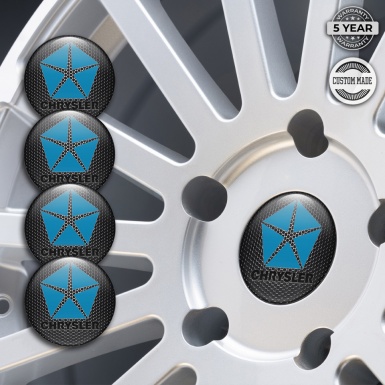 Chrysler Center Wheel Caps Stickers Dark Mesh Blue Pentastar