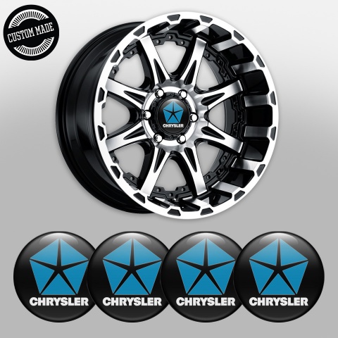 Chrysler Emblems for Center Wheel Caps Black Blue Variant