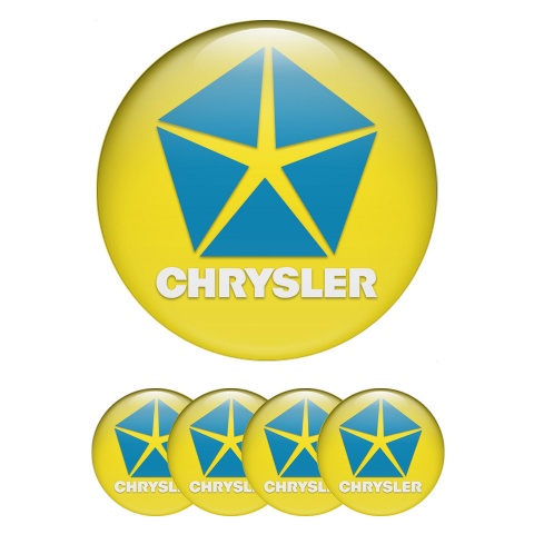 Chrysler Domed Stickers for Wheel Center Caps Yellow Blue Variant