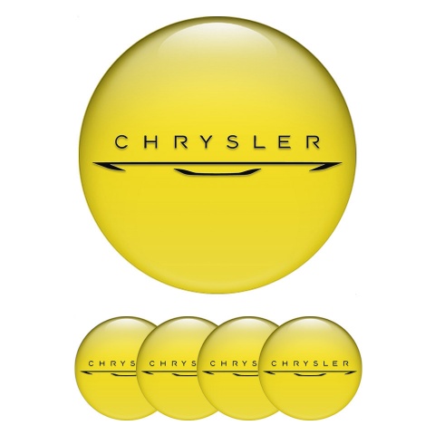 Chrysler Center Wheel Caps Stickers Yellow New Black Logo