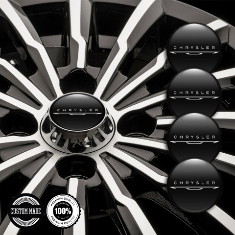 Chrysler Silicone Stickers for Center Wheel Caps Black New White Logo