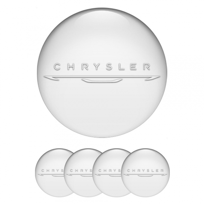 Chrysler Domed Stickers for Wheel Center Caps Pearl New White Logo
