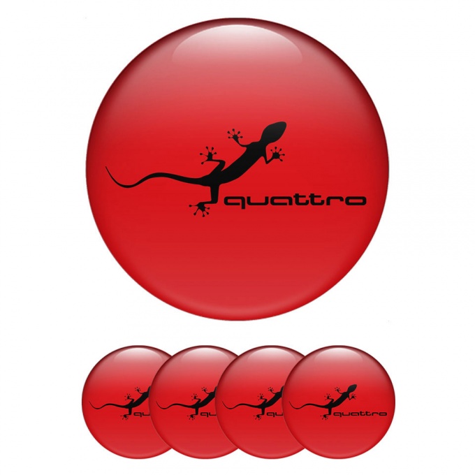 Audi Emblem for Wheel Caps Quattro Red Black Edition