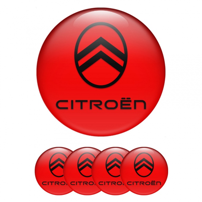 Citroen Silicone Stickers for Center Wheel Caps White Black Logo Design