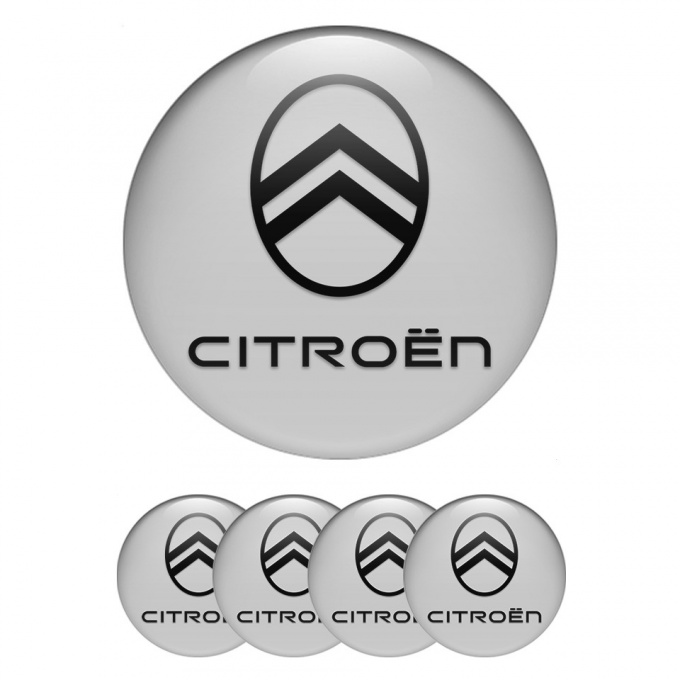 Citroen Wheel Emblem for Center Caps Grey Black Logo Design