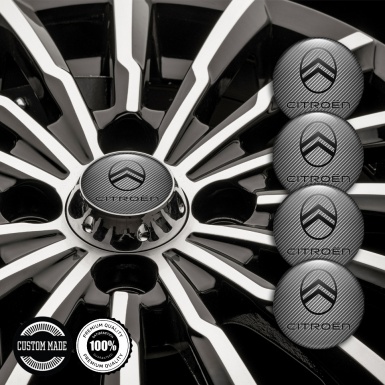 Citroen Stickers for Wheels Center Caps Carbon Black Logo Design