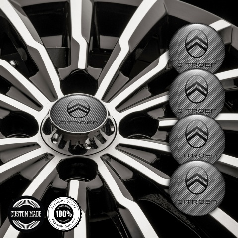 Citroen Stickers for Wheels Center Caps Carbon Black Logo Design