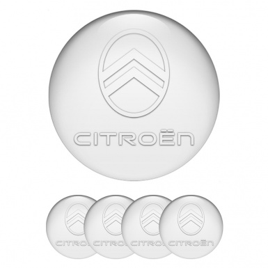 Citroen Center Wheel Caps Stickers Pearl White Logo Design