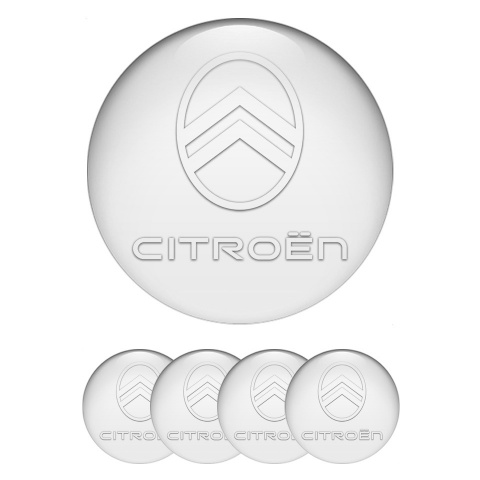 Citroen Center Wheel Caps Stickers Pearl White Logo Design