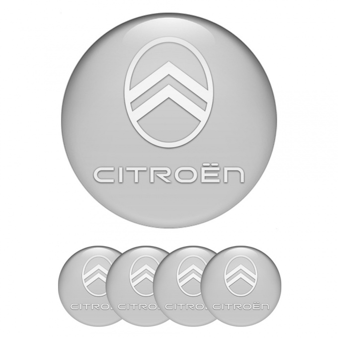 Citroen Center Caps Wheel Emblem Grey White Logo Design