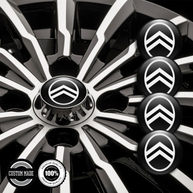 Citroen Stickers for Wheels Center Caps Black White Logo Edition