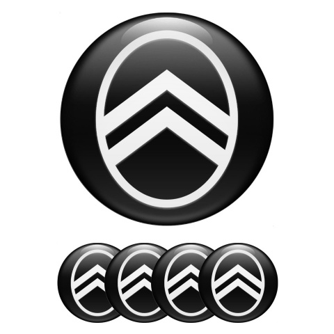 Citroen Stickers for Wheels Center Caps Black White Logo Edition