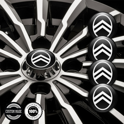 Citroen Stickers for Wheels Center Caps Black White Logo Edition