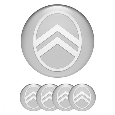 Citroen Emblems for Center Wheel Caps Grey White Logo Edition