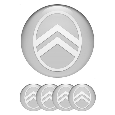 Citroen Emblems for Center Wheel Caps Grey White Logo Edition