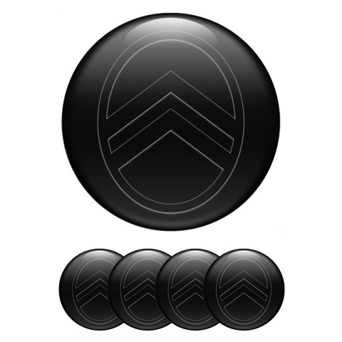 Citroen Silicone Stickers for Center Wheel Caps Black Dark Logo Variant