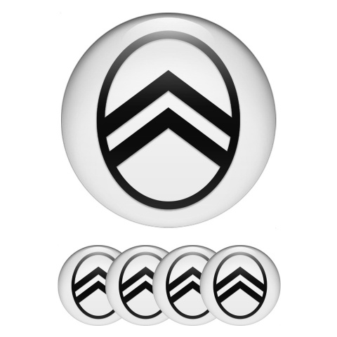 Citroen Silicone Stickers for Center Wheel Caps White Black Logo Variant