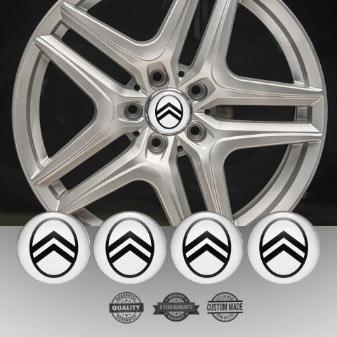 Citroen Silicone Stickers for Center Wheel Caps White Black Logo Variant