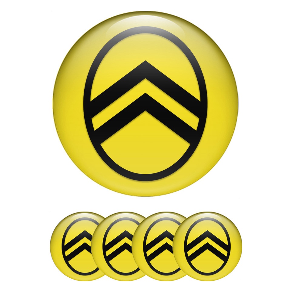 4x Citroen Logo Stickers For Hubcaps / Hub Cap Rims - Black Self-Adhesive