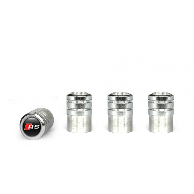 Audi RS Valve Caps Aluminum 4 pcs Black Silicone Sticker