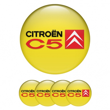 Citroen C5 Wheel Stickers for Center Caps Yellow Red Black Accent
