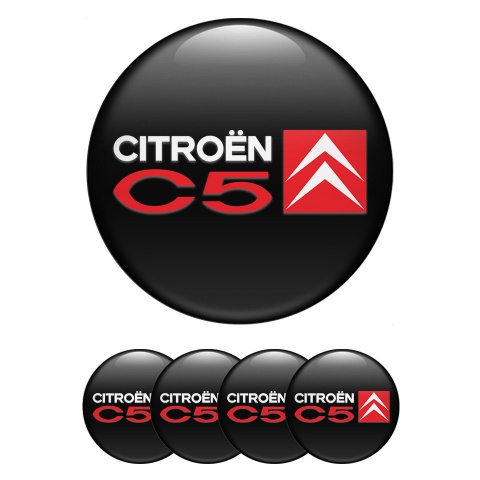 Citroen C5 Emblem for Wheel Center Caps Black Red White Motif