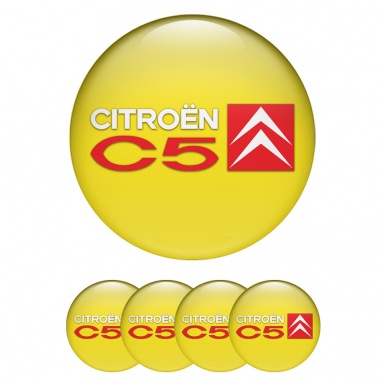 Citroen C5 Wheel Stickers for Center Caps Yellow Red White Motif