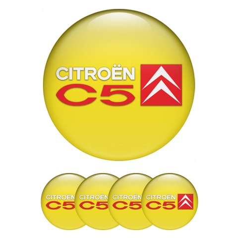 Citroen C5 Wheel Stickers for Center Caps Yellow Red White Motif