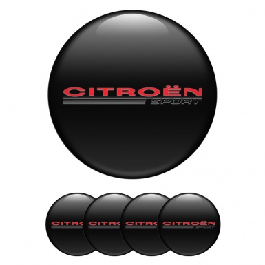 Citroen Stickers for Wheels Center Caps Black Red Sport Design