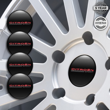 Citroen Stickers for Wheels Center Caps Black Red Sport Design