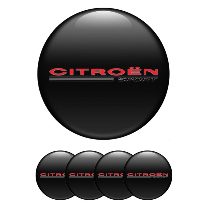 Citroen Stickers for Wheels Center Caps Black Red Sport Design