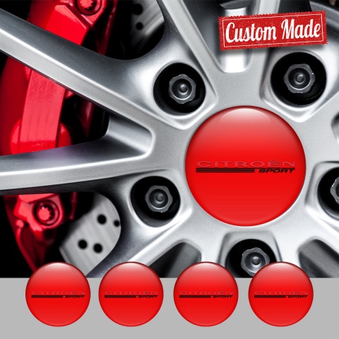 Citroen Emblem for Wheel Center Caps White Red Sport Design