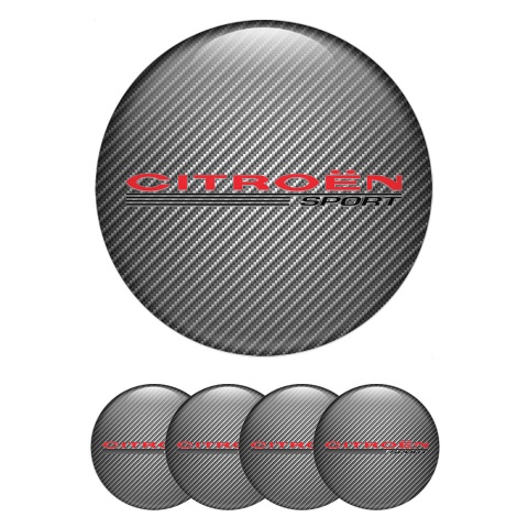 Citroen Wheel Stickers for Center Caps Carbon Red Sport Design