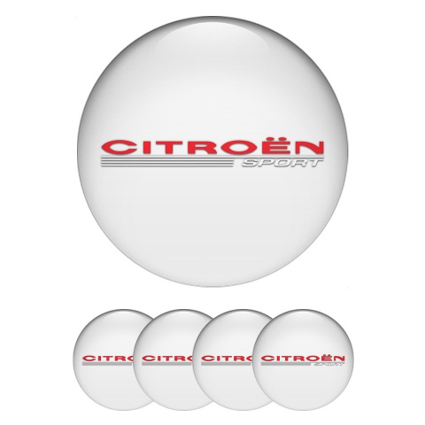 Citroen Sport Domed Stickers for Wheel Center Caps Pearl White Motif